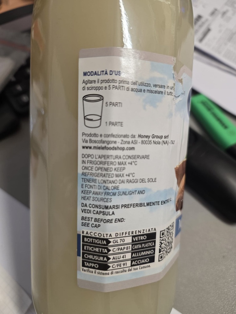 Mandorla Drink Miele – Rückseite 2