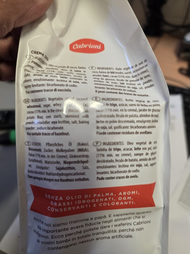 Wafer Vaniglia Cabrioni – Rückseite 1