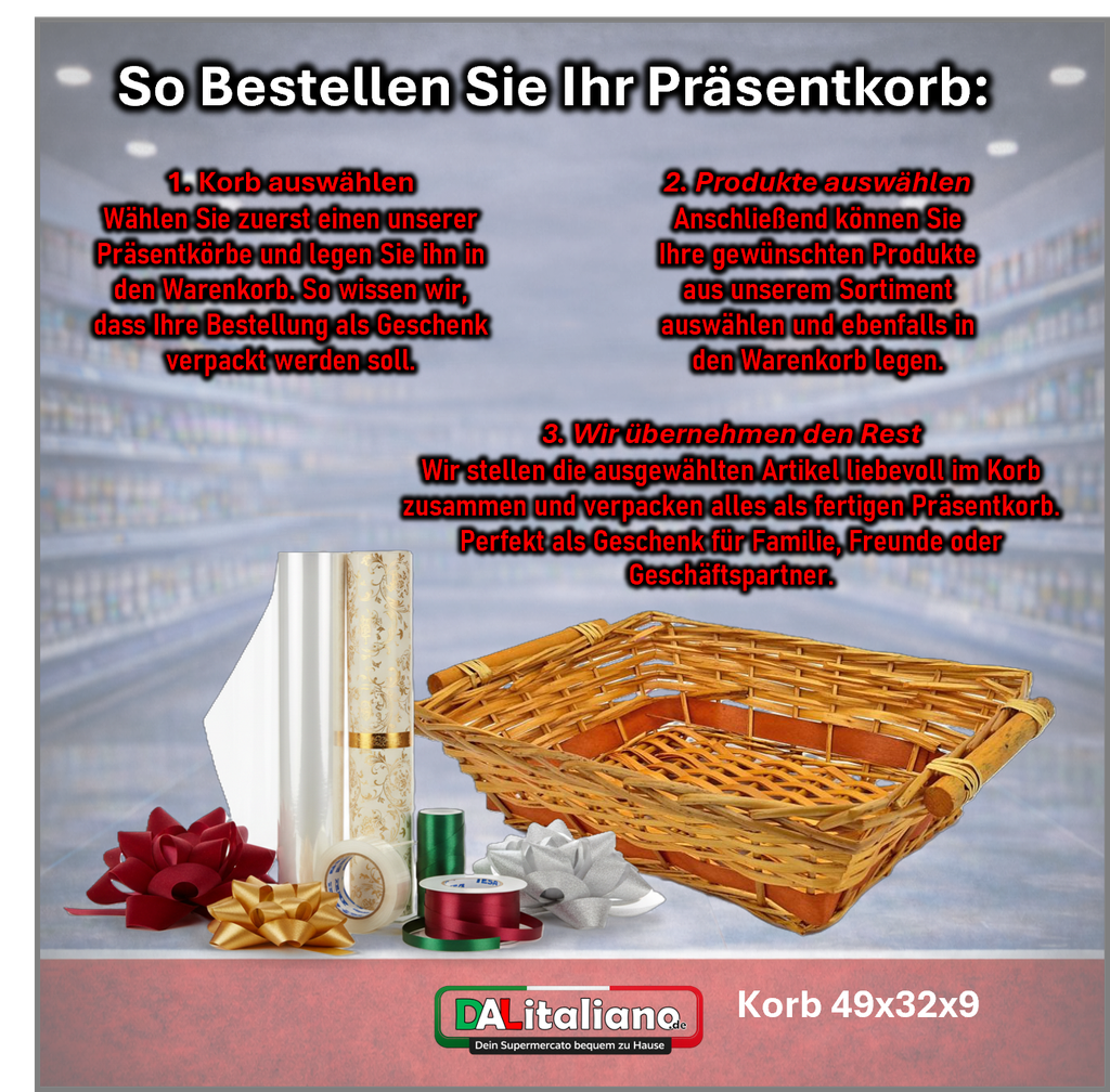 Präsentkorb 49x32 cm mit Verp. Ma