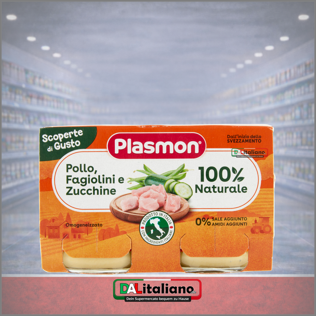 Omogeneizzato - Pollo, Fagiolini & Zucchine - Plasmon - 2 × 120 g